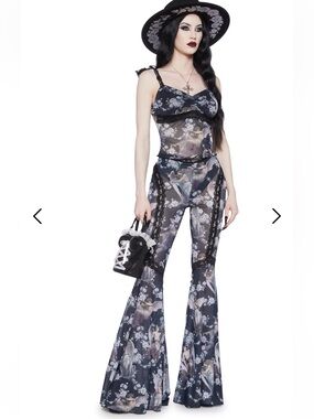 Widow Dolls Kill AFFLICTED ANGEL MESH FLARE PANTS NWT SOLD OUT